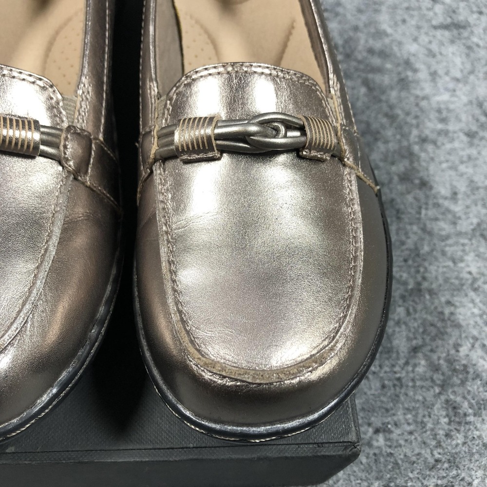 Clarks Collection Shoes Womens Size 7 Gold Leather Slip On Loafers Comfort Flats - Picture 6 of 16